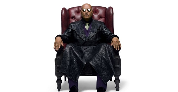 The Prince of sci-fi sits on his throne, the Red Leather Wingback Chesterfield-style chair in The Matrix (1999)
