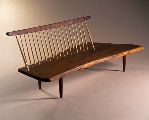 Conoid bench in Walnut and hickory