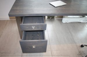 Mac+Wood Grey Desk draws open