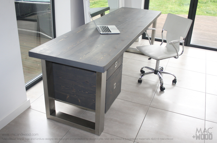Mac+Wood Grey Desk and draws - Mac&Wood
