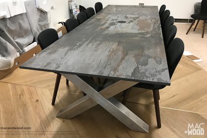 Mac+Wood Dekton Trillium Cross Frame meeting table