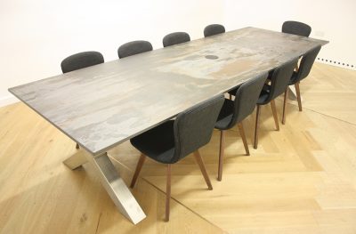 Mac+Wood Dekton table with Cross Frame