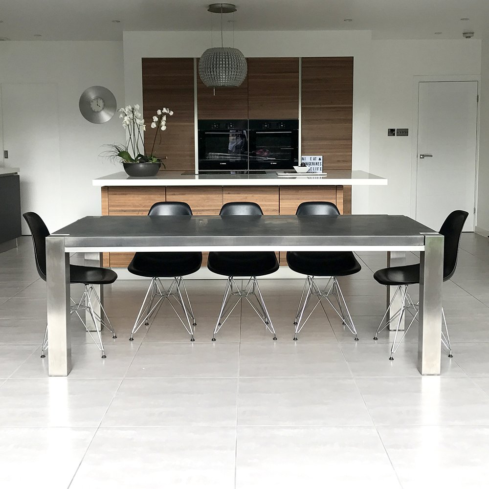 Contemporary Zinc Furniture - Zinc Tables - Zinc Top Dining Table