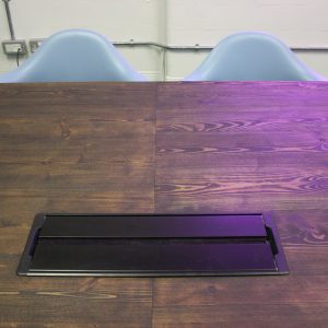 Reclaimed table with AV unit