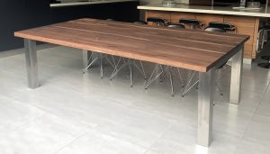 Walnut table and steel frame
